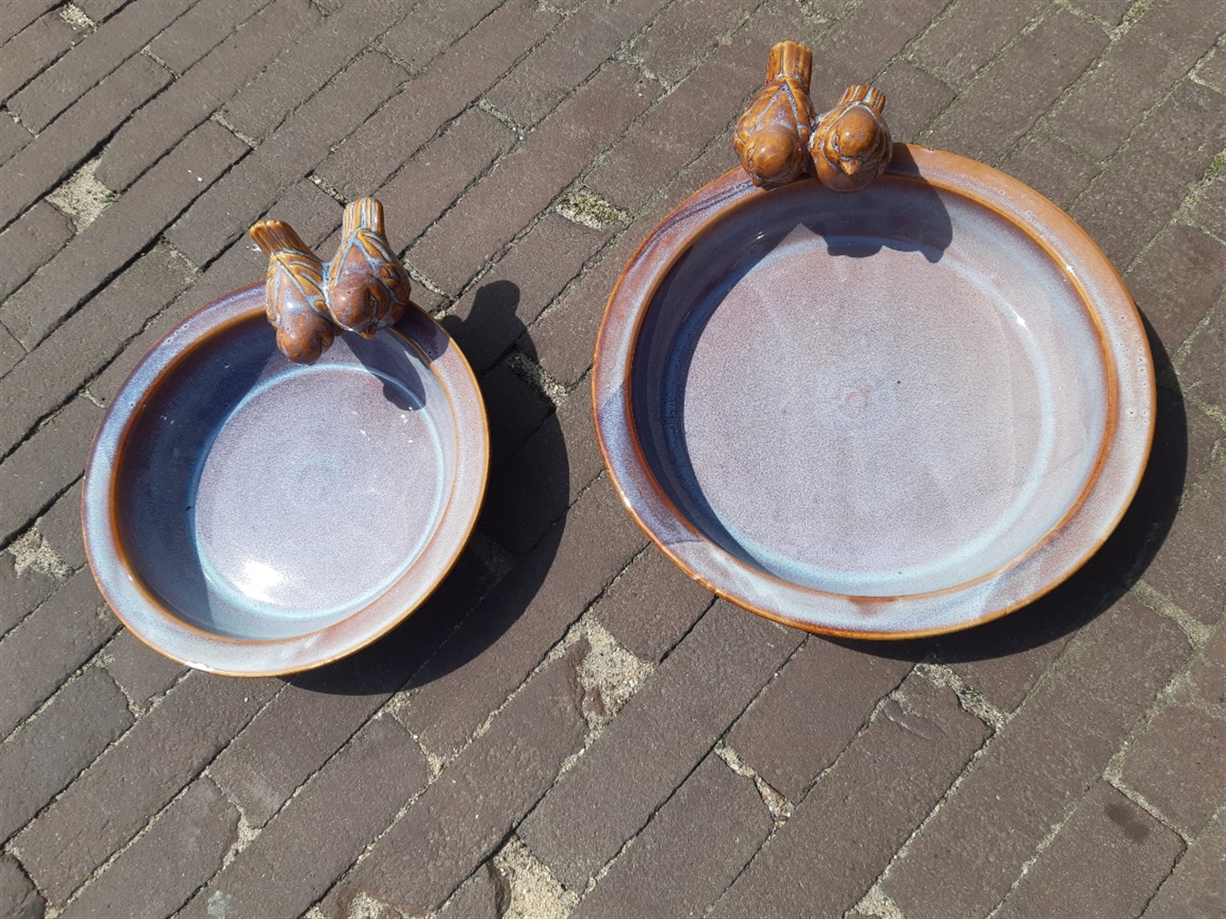 vogeldrinkschaal geglazuurd