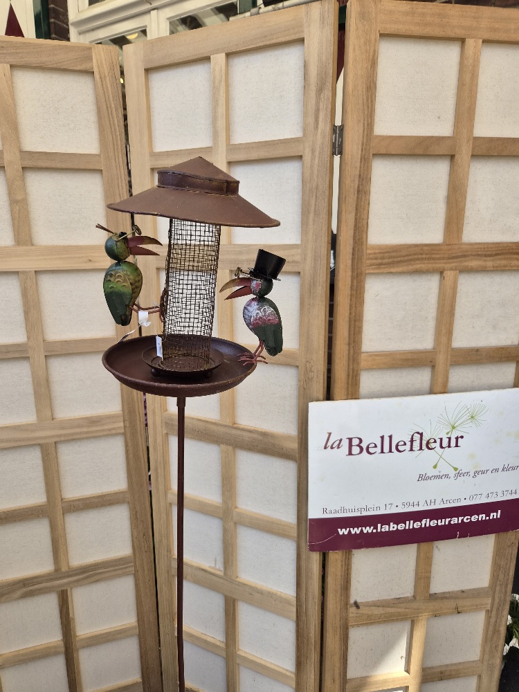 Tuinsteker voederhuisje met 2 vogels